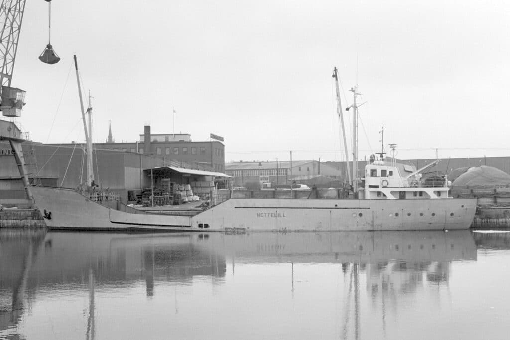 M/S Nettelill alongside, photographed around 1978