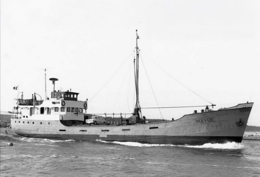 The company's first vessel under way, photographed in black and white